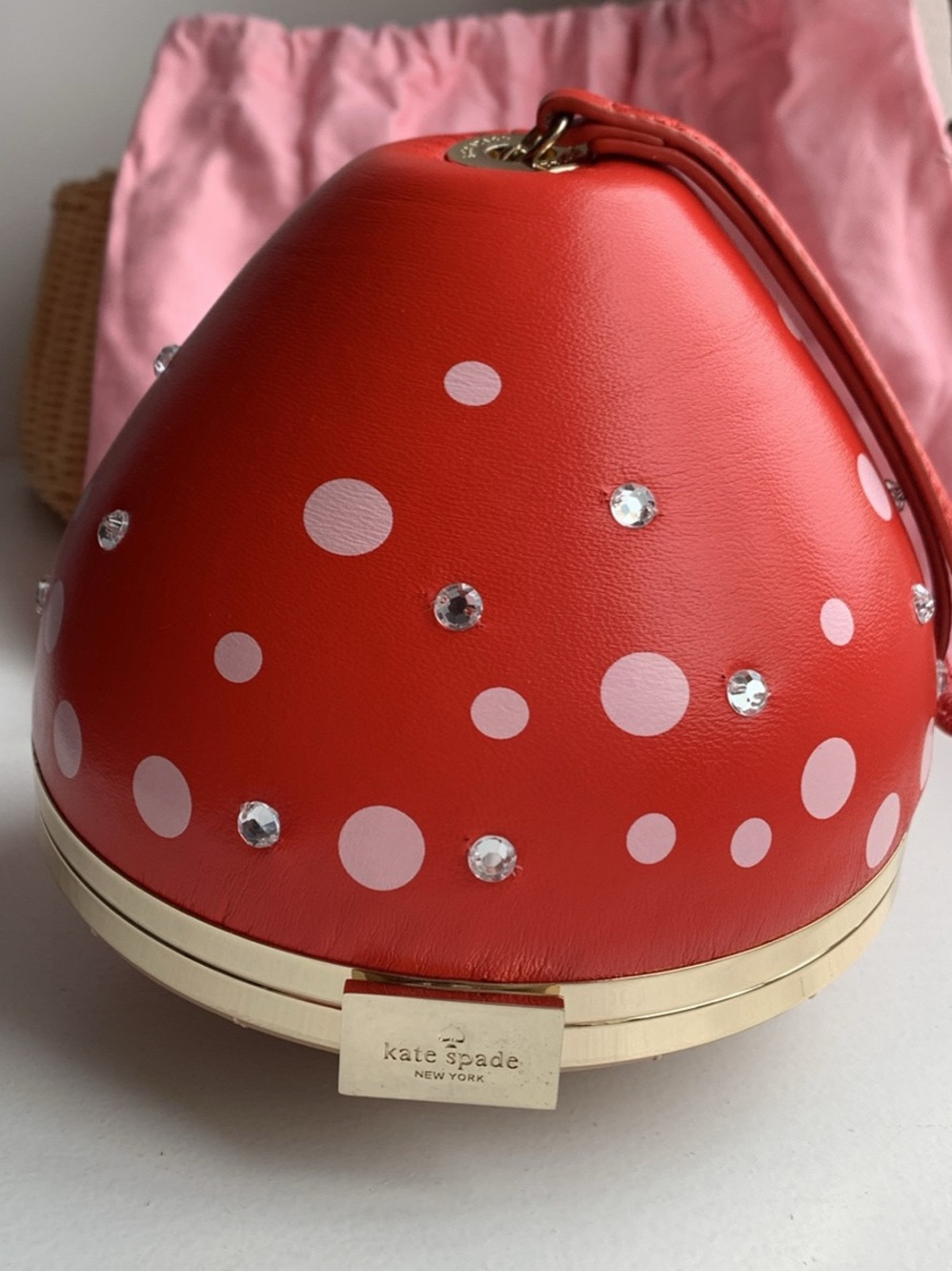 Kate Spade Red Polka Dot Crystal-Accent Wristlet Clutch